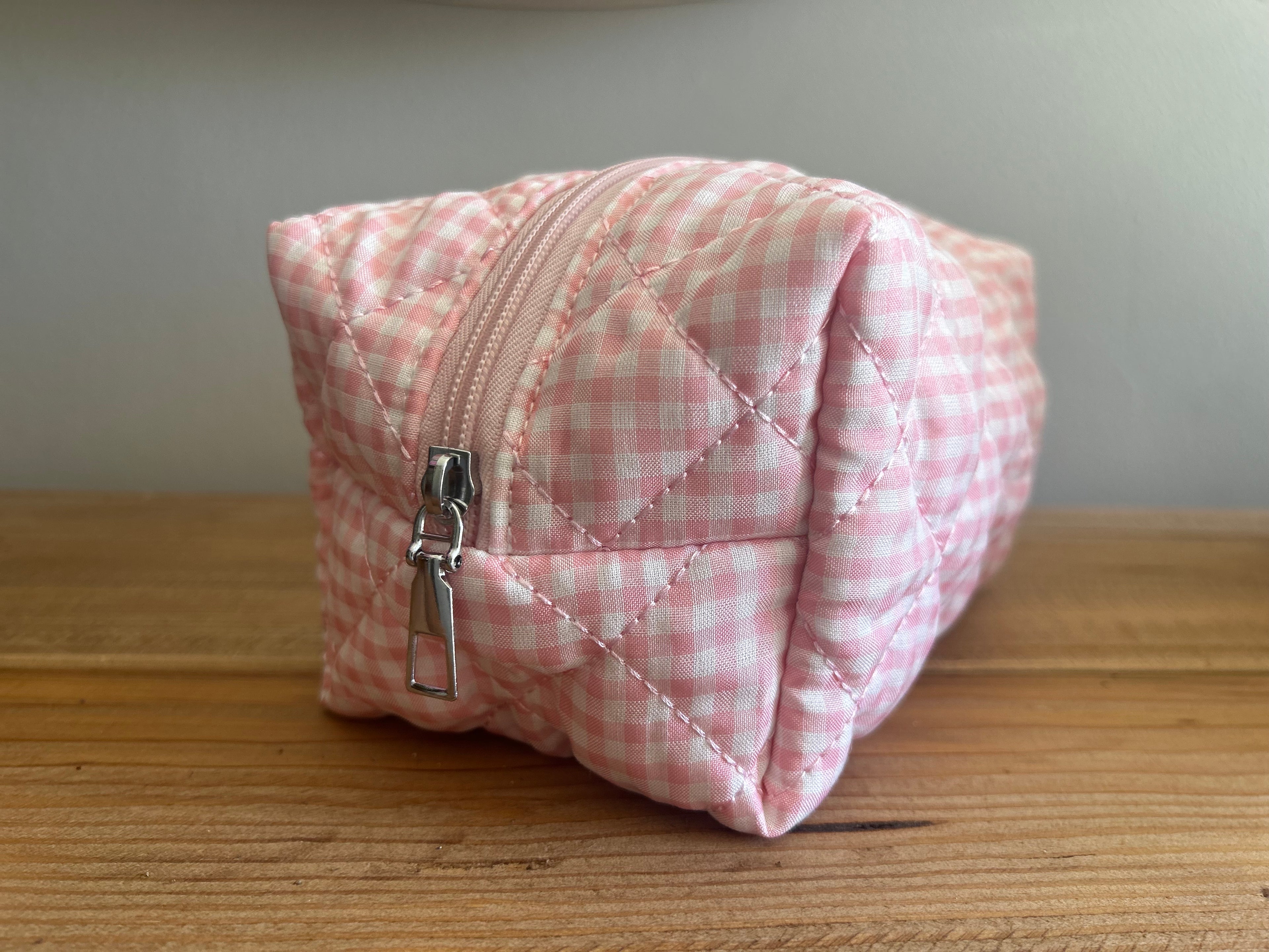 Pink Gingham Vanity Pouch