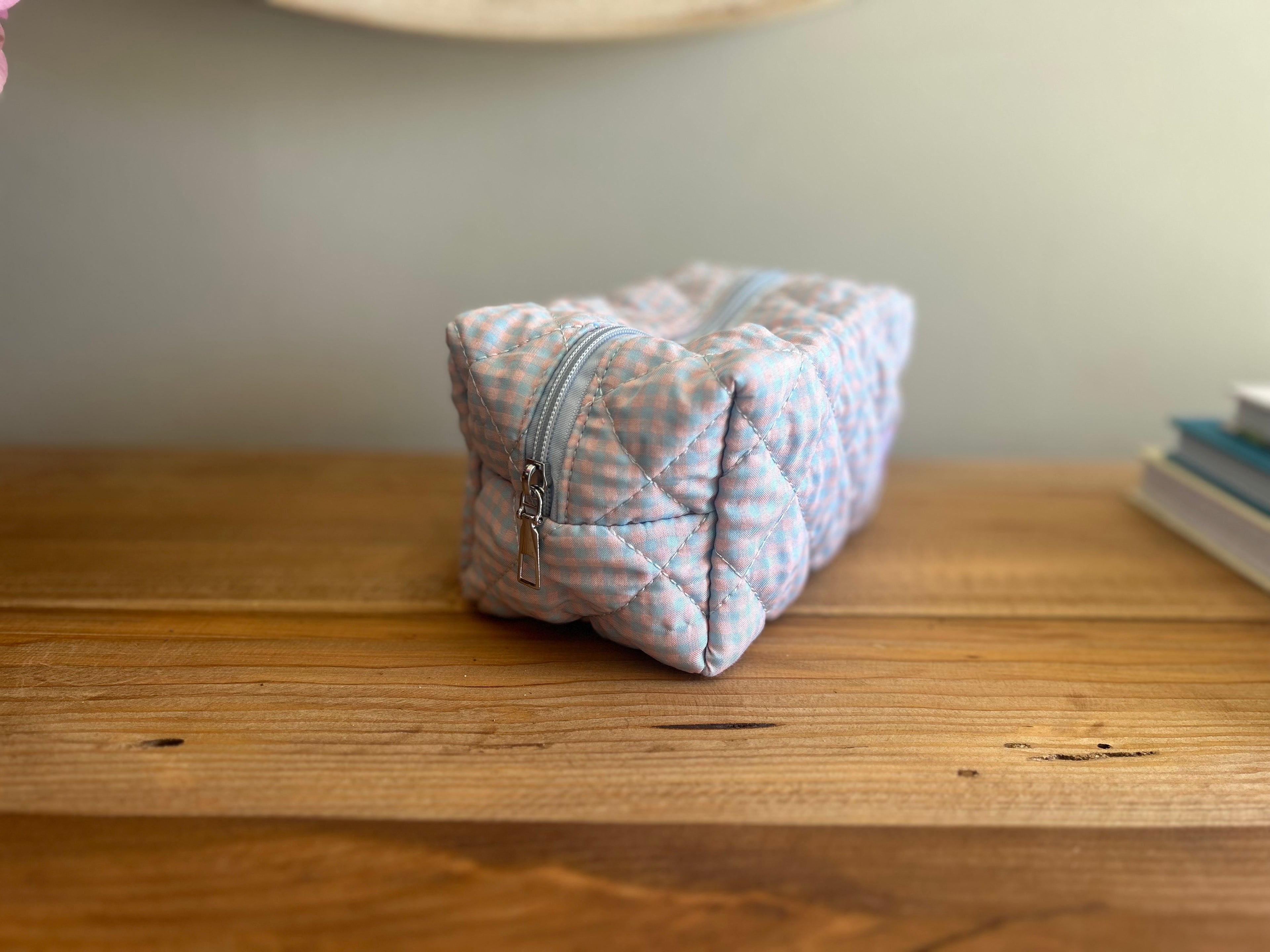 Blue Gingham Vanity Pouch