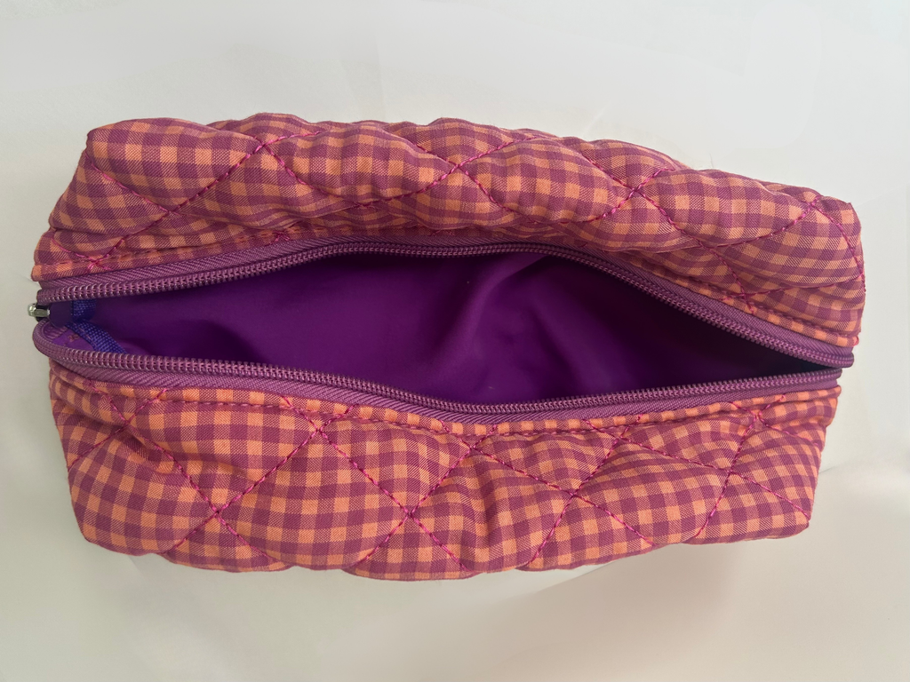 Purple Gingham Vanity Pouch